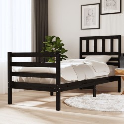 vidaXL Massivholzbett Schwarz 100x200 cm