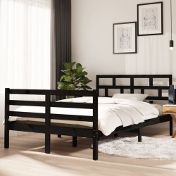 vidaXL Massivholzbett Schwarz Kiefer 120x200 cm