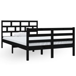 vidaXL Massivholzbett Schwarz Kiefer 120x200 cm