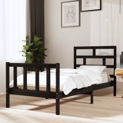 vidaXL Massivholzbett Schwarz Kiefer 90x200 cm