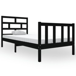 vidaXL Massivholzbett Schwarz Kiefer 90x200 cm