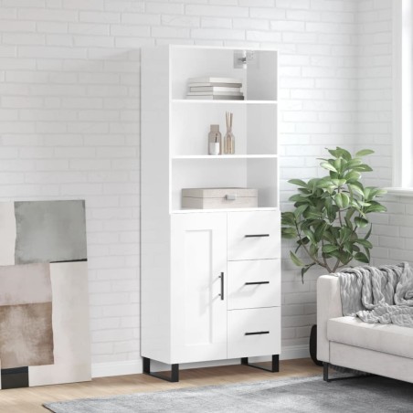 Highboard Hochglanz-Weiß 69,5x34x180 cm Holzwerkstoff