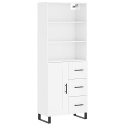 Highboard Hochglanz-Weiß 69,5x34x180 cm Holzwerkstoff