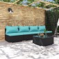vidaXL 5-tlg. Garten-Lounge-Set mit Kissen Poly Rattan Schwarz vidaXL 5-tlg. Garten-Lounge-Set mit Kissen Poly Rattan Schwarz