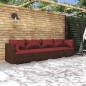 vidaXL 4-tlg. Garten-Lounge-Set mit Auflagen Poly Rattan Braun vidaXL 4-tlg. Garten-Lounge-Set mit Auflagen Poly Rattan Braun