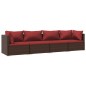vidaXL 4-tlg. Garten-Lounge-Set mit Auflagen Poly Rattan Braun vidaXL 4-tlg. Garten-Lounge-Set mit Auflagen Poly Rattan Braun