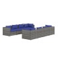 vidaXL 9-tlg. Garten-Lounge-Set mit Kissen Poly Rattan Grau vidaXL 9-tlg. Garten-Lounge-Set mit Kissen Poly Rattan Grau