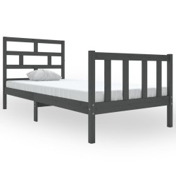 vidaXL Massivholzbett Grau Kiefer 90x190 cm