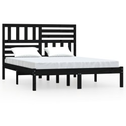 vidaXL Massivholzbett Schwarz Kiefer 120x200 cm