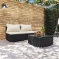 vidaXL 3-tlg. Garten-Lounge-Set mit Kissen Poly Rattan Schwarz vidaXL 3-tlg. Garten-Lounge-Set mit Kissen Poly Rattan Schwarz