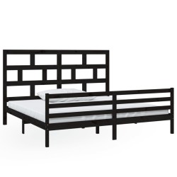 vidaXL Massivholzbett Schwarz Kiefer 200x200 cm