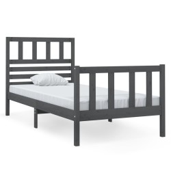 vidaXL Massivholzbett Grau 75x190 cm