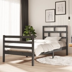 vidaXL Massivholzbett Grau Kiefer 90x200 cm