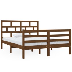 vidaXL Massivholzbett Honigbraun 135x190 cm