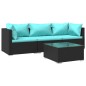 vidaXL 4-tlg. Garten-Lounge-Set mit Auflagen Poly Rattan Schwarz vidaXL 4-tlg. Garten-Lounge-Set mit Auflagen Poly Rattan Schwarz