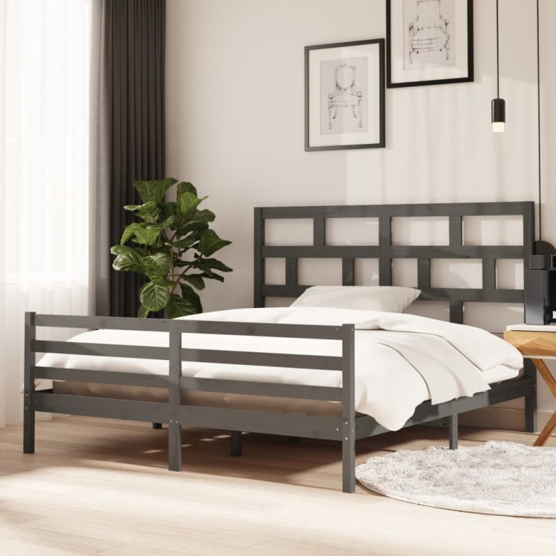 vidaXL Massivholzbett Grau 180x200 cm vidaXL Massivholzbett Grau 180x200 cm