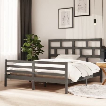 vidaXL Massivholzbett Grau 180x200 cm