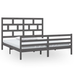 vidaXL Massivholzbett Grau 180x200 cm