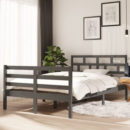vidaXL Massivholzbett Grau Kiefer 120x200 cm