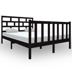 vidaXL Massivholzbett Schwarz Kiefer 140x190 cm