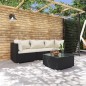 vidaXL 4-tlg. Garten-Lounge-Set mit Auflagen Poly Rattan Schwarz vidaXL 4-tlg. Garten-Lounge-Set mit Auflagen Poly Rattan Schwarz