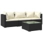 vidaXL 4-tlg. Garten-Lounge-Set mit Auflagen Poly Rattan Schwarz vidaXL 4-tlg. Garten-Lounge-Set mit Auflagen Poly Rattan Schwarz