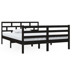 vidaXL Massivholzbett Schwarz Kiefer 140x190 cm