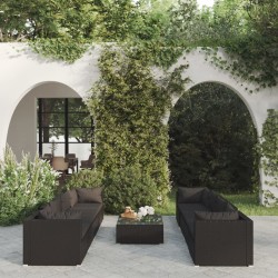 vidaXL 9-tlg. Garten-Lounge-Set mit Kissen Poly Rattan Schwarz