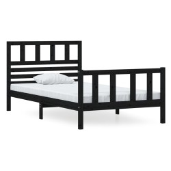 vidaXL Massivholzbett Schwarz 100x200 cm