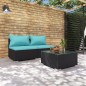 vidaXL 3-tlg. Garten-Lounge-Set mit Kissen Poly Rattan Schwarz vidaXL 3-tlg. Garten-Lounge-Set mit Kissen Poly Rattan Schwarz