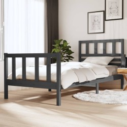 vidaXL Massivholzbett Grau 100x200 cm