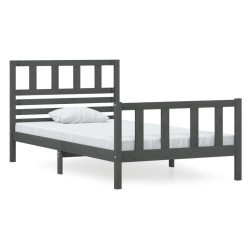 vidaXL Massivholzbett Grau 100x200 cm