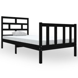 vidaXL Massivholzbett Schwarz Kiefer 90x190 cm