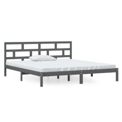 vidaXL Massivholzbett Grau Kiefer 140x190 cm