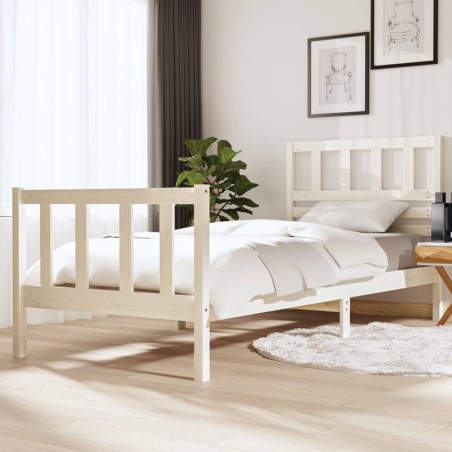 vidaXL Massivholzbett Weiß 90x200 cm