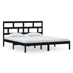vidaXL Massivholzbett Schwarz 180x200 cm