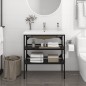 vidaXL Badezimmer-Waschtischgestell mit Waschbecken Schwarz Eisen vidaXL Badezimmer-Waschtischgestell mit Waschbecken Schwarz Eisen