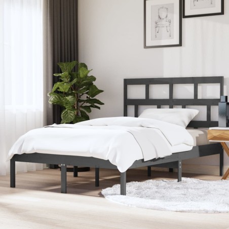 vidaXL Massivholzbett Grau 150x200 cm