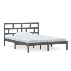 vidaXL Massivholzbett Grau 150x200 cm