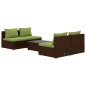 vidaXL 5-tlg. Garten-Lounge-Set mit Kissen Poly Rattan Braun vidaXL 5-tlg. Garten-Lounge-Set mit Kissen Poly Rattan Braun