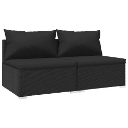 vidaXL 2-tlg. Garten-Lounge-Set mit Kissen Poly Rattan Schwarz
