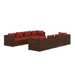 vidaXL 9-tlg. Garten-Lounge-Set mit Kissen Poly Rattan Braun