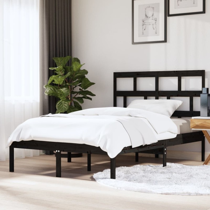 vidaXL Massivholzbett Schwarz 150x200 cm vidaXL Massivholzbett Schwarz 150x200 cm