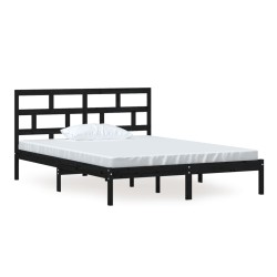 vidaXL Massivholzbett Schwarz 150x200 cm