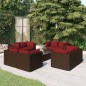 vidaXL 9-tlg. Garten-Lounge-Set mit Kissen Poly Rattan Braun vidaXL 9-tlg. Garten-Lounge-Set mit Kissen Poly Rattan Braun