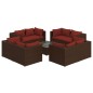 vidaXL 9-tlg. Garten-Lounge-Set mit Kissen Poly Rattan Braun vidaXL 9-tlg. Garten-Lounge-Set mit Kissen Poly Rattan Braun
