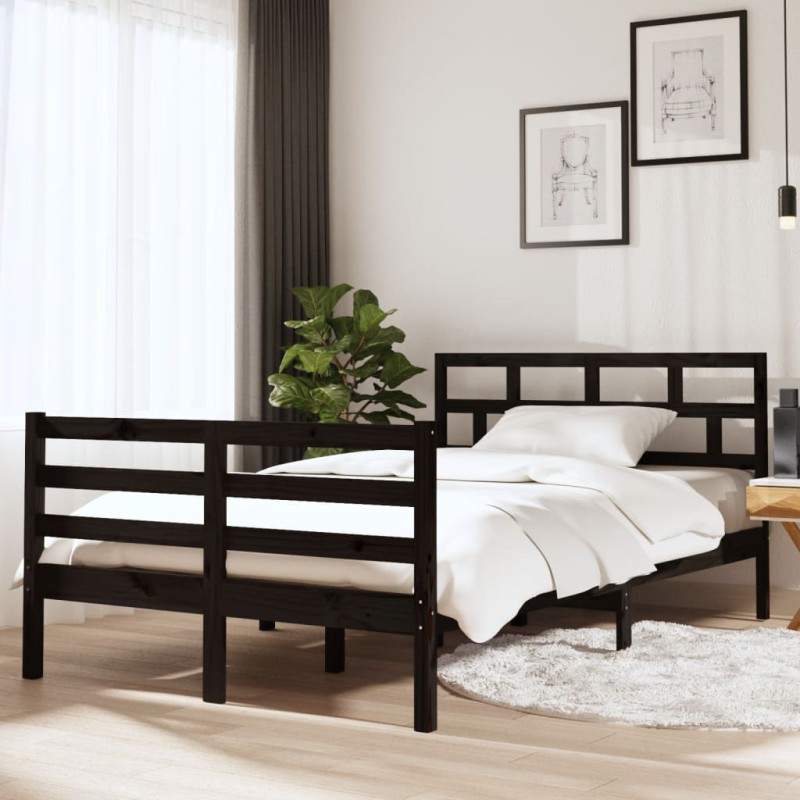 vidaXL Massivholzbett Schwarz 120x190 cm vidaXL Massivholzbett Schwarz 120x190 cm