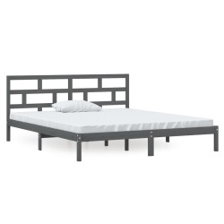 vidaXL Massivholzbett Grau 135x190 cm