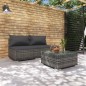 vidaXL 3-tlg. Garten-Lounge-Set mit Kissen Poly Rattan Grau vidaXL 3-tlg. Garten-Lounge-Set mit Kissen Poly Rattan Grau