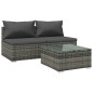 vidaXL 3-tlg. Garten-Lounge-Set mit Kissen Poly Rattan Grau vidaXL 3-tlg. Garten-Lounge-Set mit Kissen Poly Rattan Grau